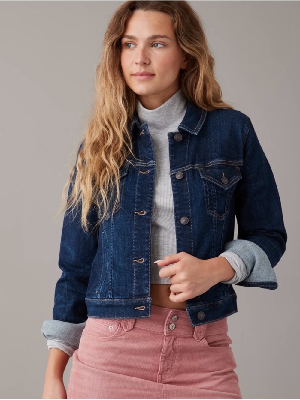 American Eagle Outfitters Dark Blue Denim Jacket